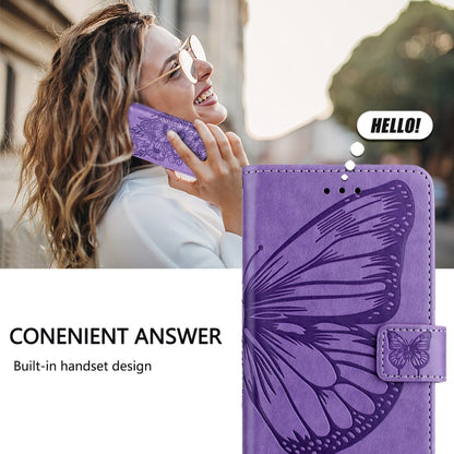 For iPhone 16e Embossed Butterfly Leather Phone Case(Light Purple) by buy2fix