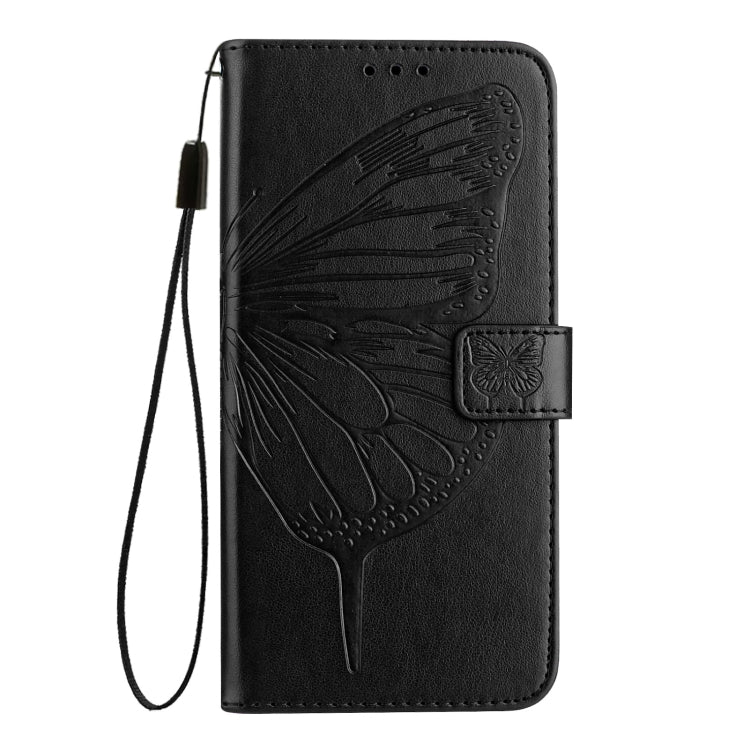 For iPhone 16 Pro Max Embossed Butterfly Leather Phone Case(Black) by buy2fix