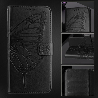 For iPhone 16 Pro Max Embossed Butterfly Leather Phone Case(Black) by buy2fix