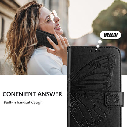 For iPhone 16 Pro Max Embossed Butterfly Leather Phone Case(Black) by buy2fix