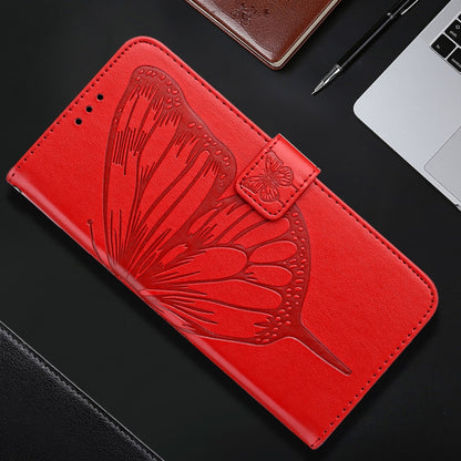For iPhone 16 Pro Max Embossed Butterfly Leather Phone Case(Red) by buy2fix