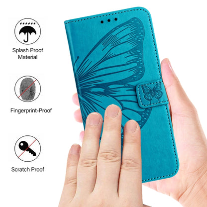 For iPhone 16 Pro Max Embossed Butterfly Leather Phone Case(Blue) by buy2fix