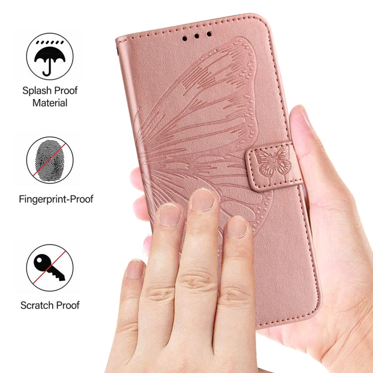 For iPhone 16 Pro Max Embossed Butterfly Leather Phone Case(Rose Gold) by buy2fix
