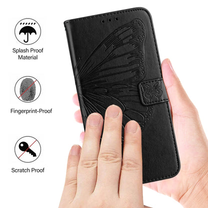 For iPhone 16 Pro Embossed Butterfly Leather Phone Case(Black) by buy2fix