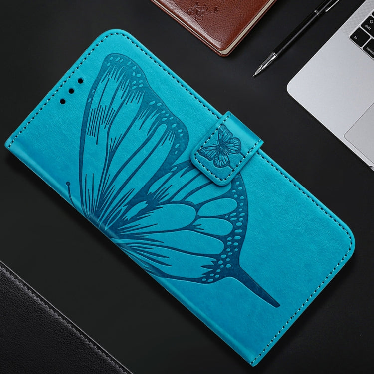 For iPhone 16 Pro Embossed Butterfly Leather Phone Case(Blue) by buy2fix