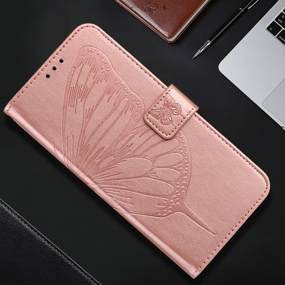 For iPhone 16 Pro Embossed Butterfly Leather Phone Case(Rose Gold) by buy2fix