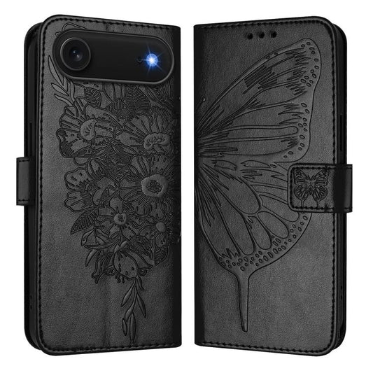 For iPhone Air Embossed Butterfly Leather Phone Case(Black) - iPhone Air Cases by buy2fix | Online Shopping UK | buy2fix
