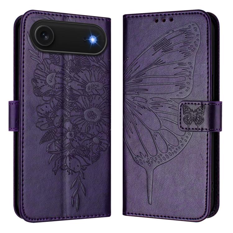 For iPhone Air Embossed Butterfly Leather Phone Case(Dark Purple) - iPhone Air Cases by buy2fix | Online Shopping UK | buy2fix
