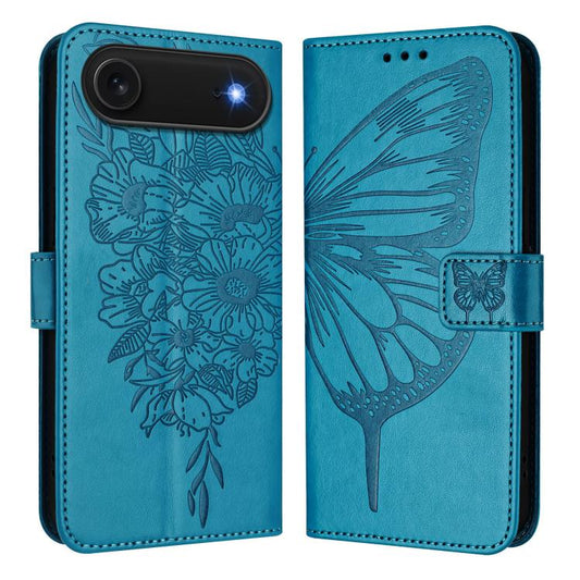 For iPhone Air Embossed Butterfly Leather Phone Case(Blue) - iPhone Air Cases by buy2fix | Online Shopping UK | buy2fix