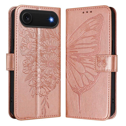 For iPhone Air Embossed Butterfly Leather Phone Case(Rose Gold) - iPhone Air Cases by buy2fix | Online Shopping UK | buy2fix