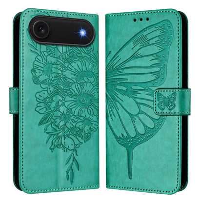 For iPhone Air Embossed Butterfly Leather Phone Case(Green) - iPhone Air Cases by buy2fix | Online Shopping UK | buy2fix