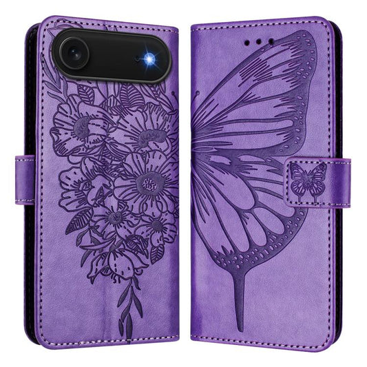 For iPhone Air Embossed Butterfly Leather Phone Case(Light Purple) - iPhone Air Cases by buy2fix | Online Shopping UK | buy2fix
