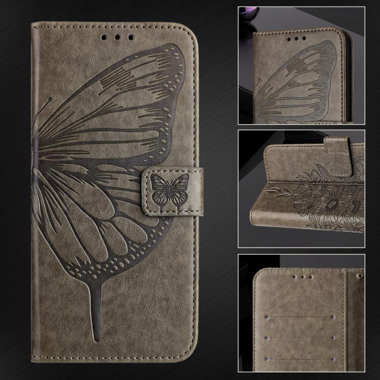 For iPhone Air Embossed Butterfly Leather Phone Case(Grey) - iPhone Air Cases by buy2fix | Online Shopping UK | buy2fix