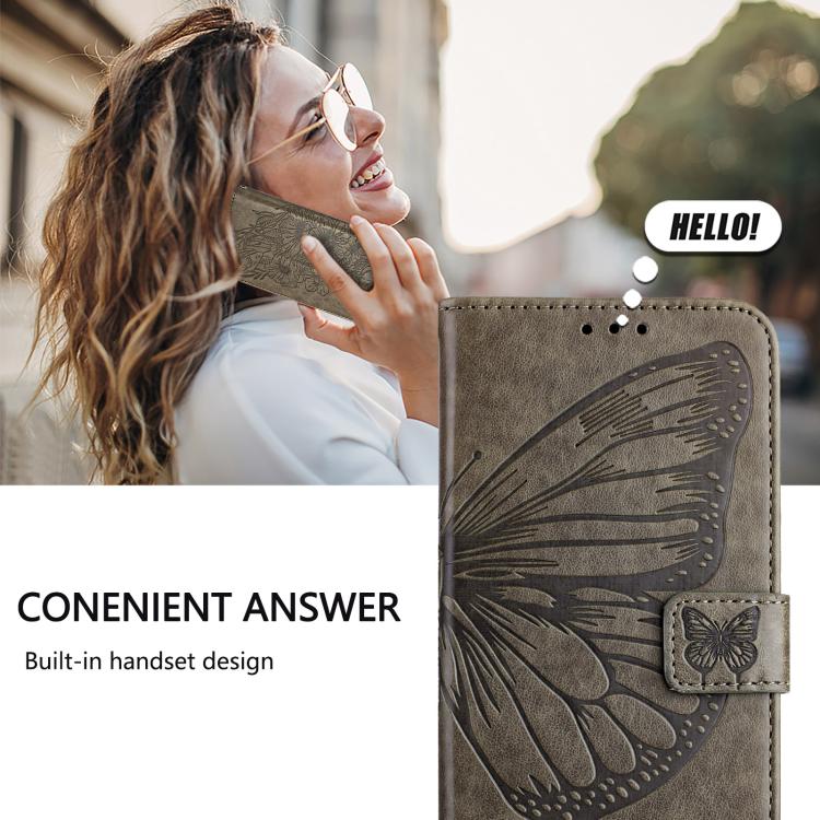 For iPhone Air Embossed Butterfly Leather Phone Case(Grey) - iPhone Air Cases by buy2fix | Online Shopping UK | buy2fix