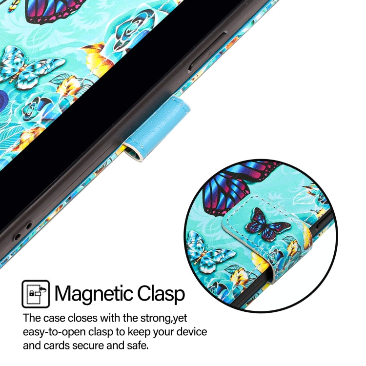 For iPhone 16e Colored Drawing Pattern Plain Weave Leather Phone Case(Caring Butterfly) by buy2fix