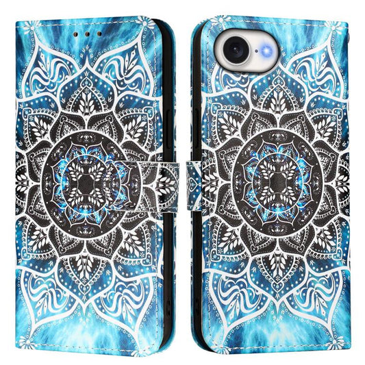 For iPhone 16e Colored Drawing Pattern Plain Weave Leather Phone Case(Undersea Mandala) by buy2fix