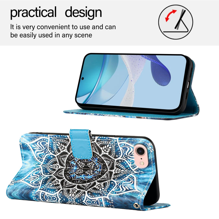 For iPhone 16e Colored Drawing Pattern Plain Weave Leather Phone Case(Undersea Mandala) by buy2fix