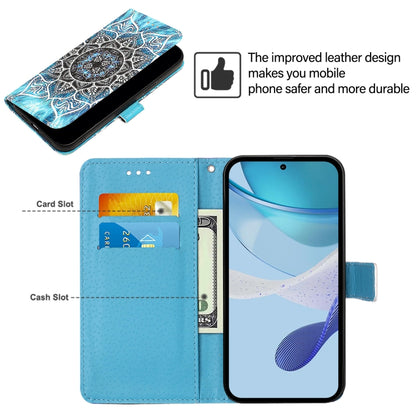 For iPhone 16e Colored Drawing Pattern Plain Weave Leather Phone Case(Undersea Mandala) by buy2fix