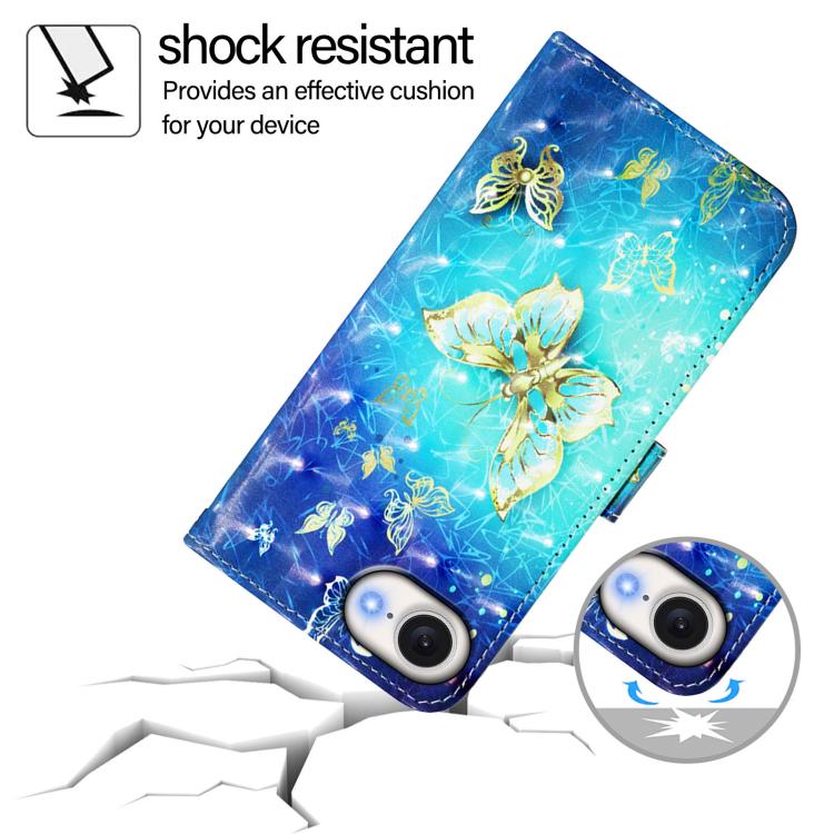 For iPhone 16e 3D Painting Horizontal Flip Leather Phone Case(Golden Butterfly) by buy2fix