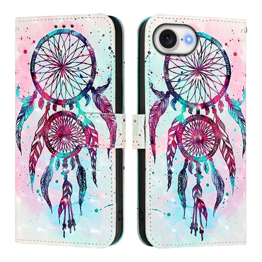 For iPhone 16e 3D Painting Horizontal Flip Leather Phone Case(Color Drop Wind Chimes) by buy2fix