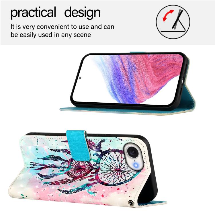 For iPhone 16e 3D Painting Horizontal Flip Leather Phone Case(Color Drop Wind Chimes) by buy2fix