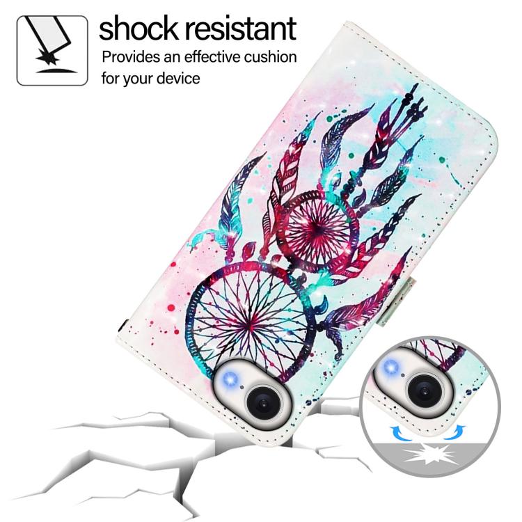 For iPhone 16e 3D Painting Horizontal Flip Leather Phone Case(Color Drop Wind Chimes) by buy2fix