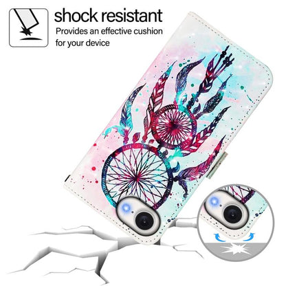 For iPhone 16e 3D Painting Horizontal Flip Leather Phone Case(Color Drop Wind Chimes) by buy2fix