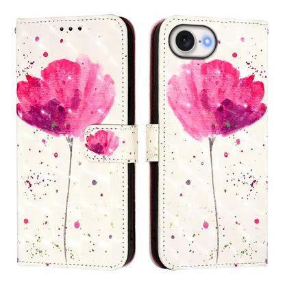 For iPhone 16e 3D Painting Horizontal Flip Leather Phone Case(Flower) by buy2fix