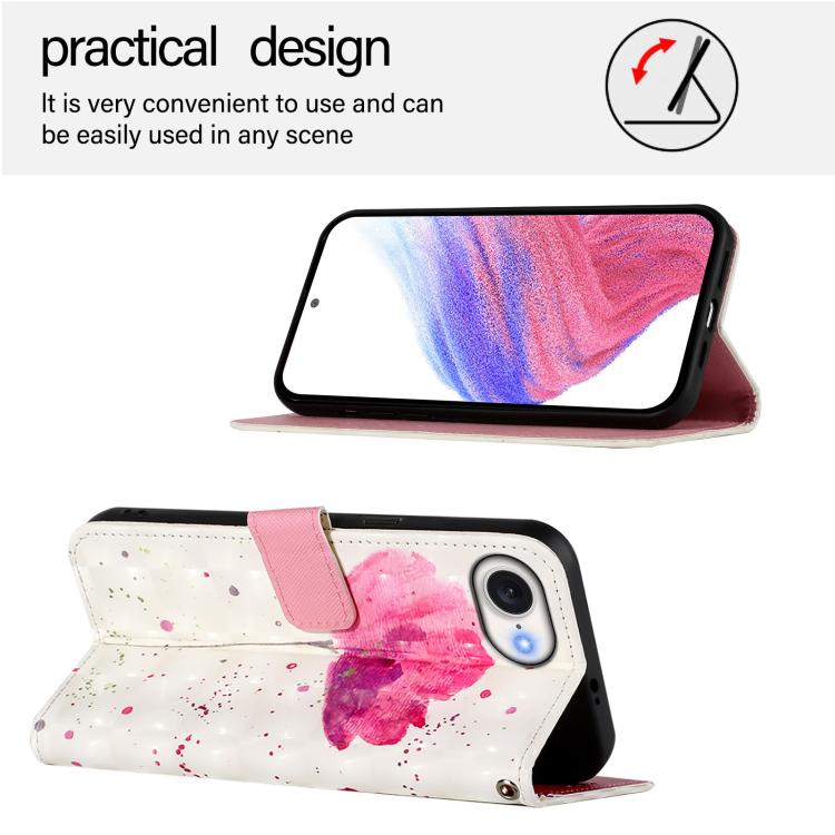 For iPhone 16e 3D Painting Horizontal Flip Leather Phone Case(Flower) by buy2fix