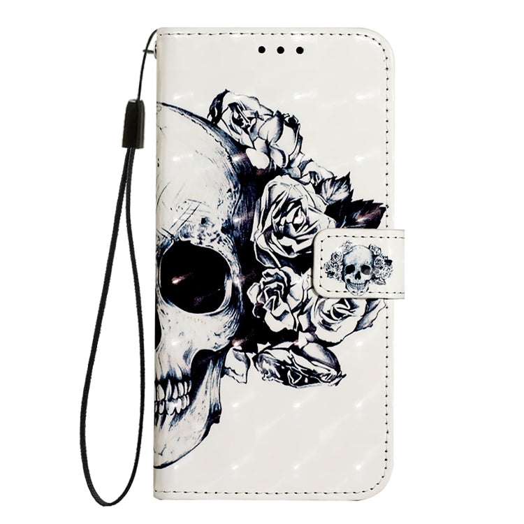 For iPhone 16e 3D Painting Horizontal Flip Leather Phone Case(Skull) by buy2fix