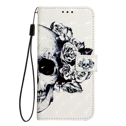 For iPhone 16e 3D Painting Horizontal Flip Leather Phone Case(Skull) by buy2fix