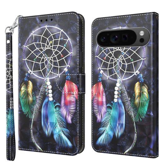 For Google Pixel 9 3D Painted Pattern Leather Phone Case(Colorful Dreamcatcher) by buy2fix