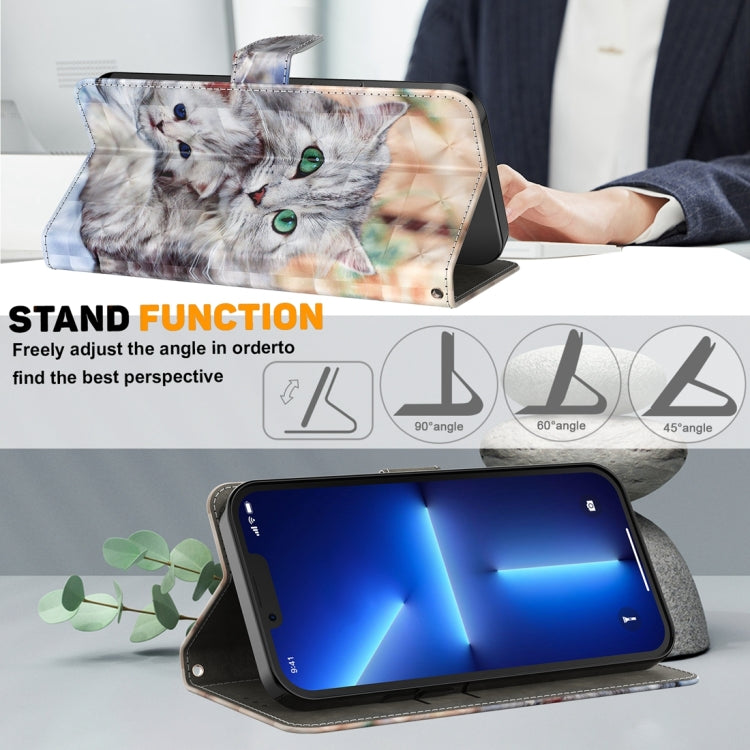 For Google Pixel 9 Pro 3D Painted Pattern Leather Phone Case(Two Loving Cats) by buy2fix