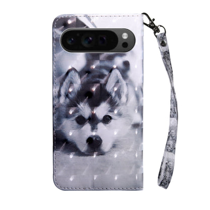 For Google Pixel 9 Pro 3D Painted Pattern Leather Phone Case(Husky) by buy2fix