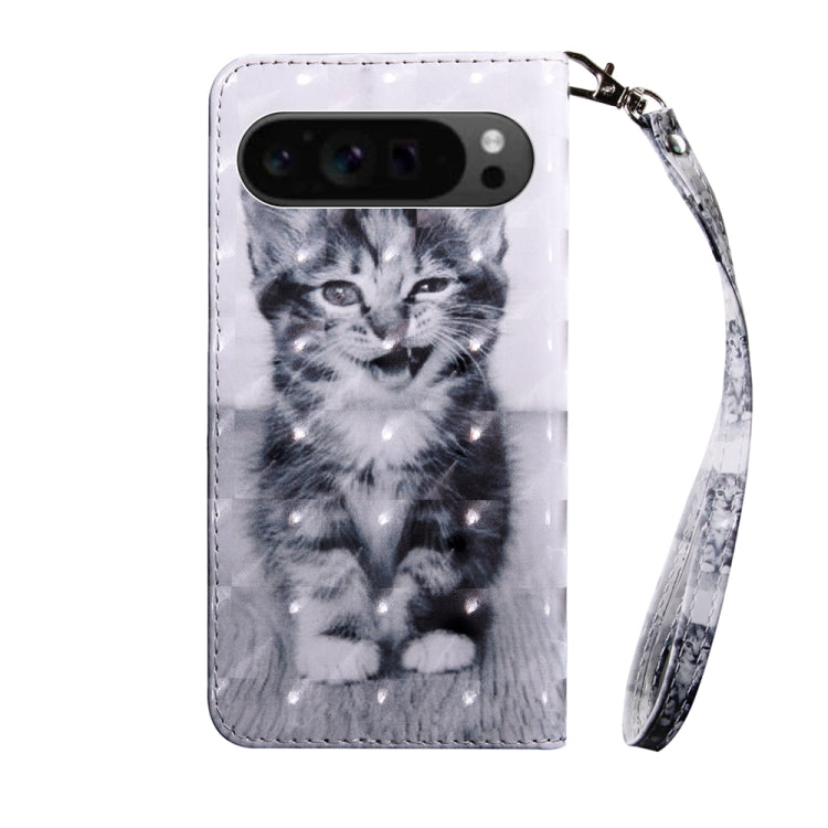 For Google Pixel 9 Pro 3D Painted Pattern Leather Phone Case(Smile Cat) by buy2fix