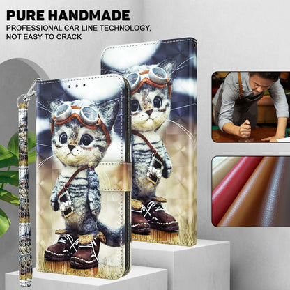 For Google Pixel 9 Pro XL 3D Painted Pattern Leather Phone Case(Naughty Cat) by buy2fix