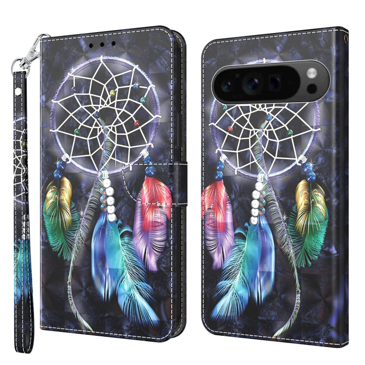 For Google Pixel 9 Pro XL 3D Painted Pattern Leather Phone Case(Colorful Dreamcatcher) by buy2fix