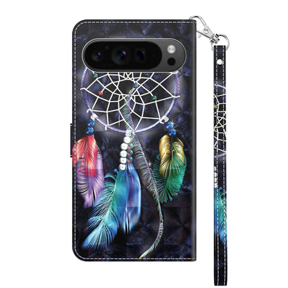 For Google Pixel 9 Pro XL 3D Painted Pattern Leather Phone Case(Colorful Dreamcatcher) by buy2fix