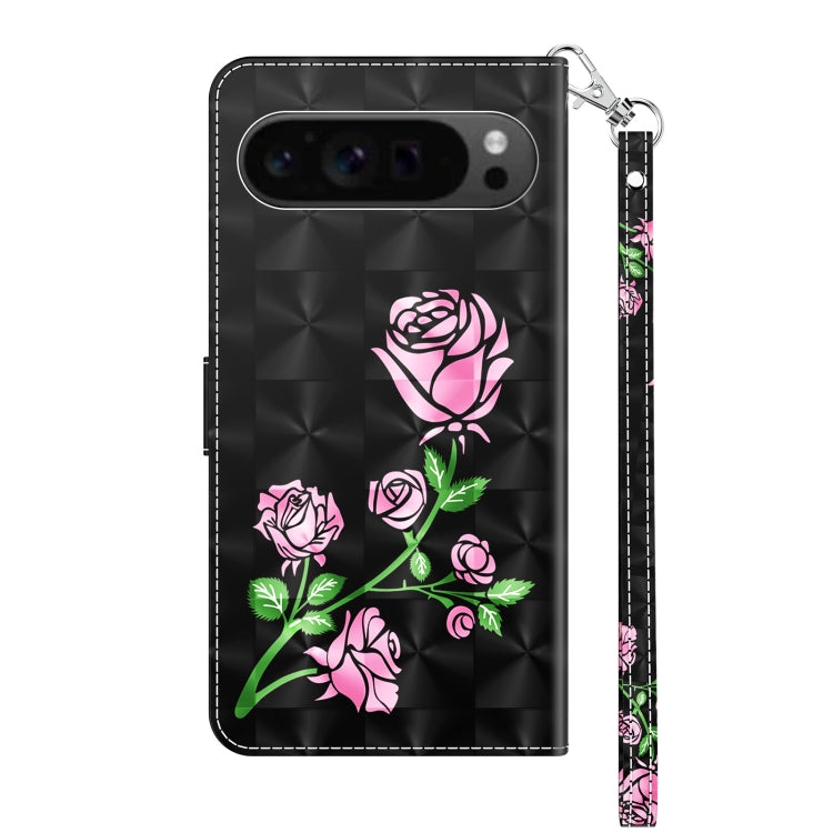 For Google Pixel 9 Pro XL 3D Painted Pattern Leather Phone Case(Rose) by buy2fix
