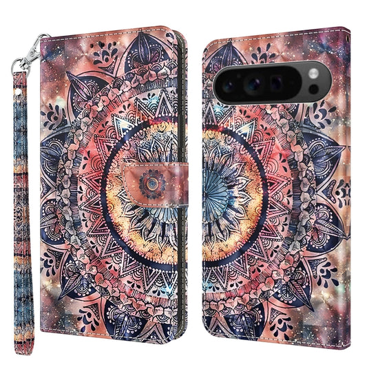 For Google Pixel 9 Pro XL 3D Painted Pattern Leather Phone Case(Colorful Mandala) by buy2fix