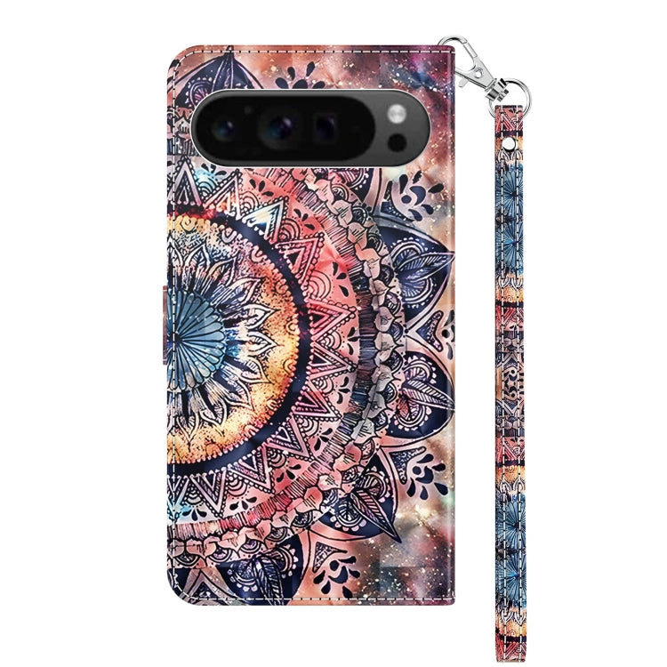 For Google Pixel 9 Pro XL 3D Painted Pattern Leather Phone Case(Colorful Mandala) by buy2fix