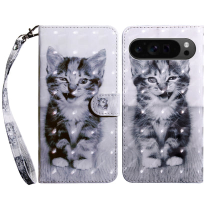 For Google Pixel 9 Pro XL 3D Painted Pattern Leather Phone Case(Smile Cat) by buy2fix