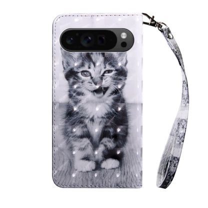 For Google Pixel 9 Pro XL 3D Painted Pattern Leather Phone Case(Smile Cat) by buy2fix