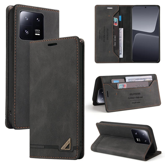 For Xiaomi 13 Pro Skin Feel Anti-theft Brush Horizontal Flip Leather Case with Holder(Black) - Xiaomi Cases by buy2fix | Online Shopping UK | buy2fix