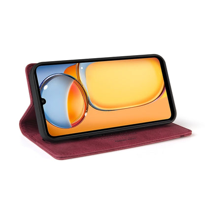 For Xiaomi Redmi 13C Skin Feel Anti-theft Brush Horizontal Flip Leather Case with Holder(Wine Red) by buy2fix