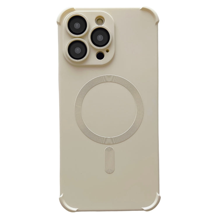 For iPhone 14 Pro Max Four Corner Shockproof Skin Feel MagSafe Magnetic Phone Case(White) - iPhone 14 Pro Max Cases by buy2fix | Online Shopping UK | buy2fix