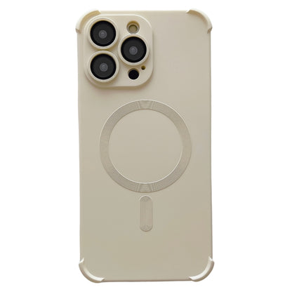 For iPhone 14 Pro Max Four Corner Shockproof Skin Feel MagSafe Magnetic Phone Case(White) - iPhone 14 Pro Max Cases by buy2fix | Online Shopping UK | buy2fix
