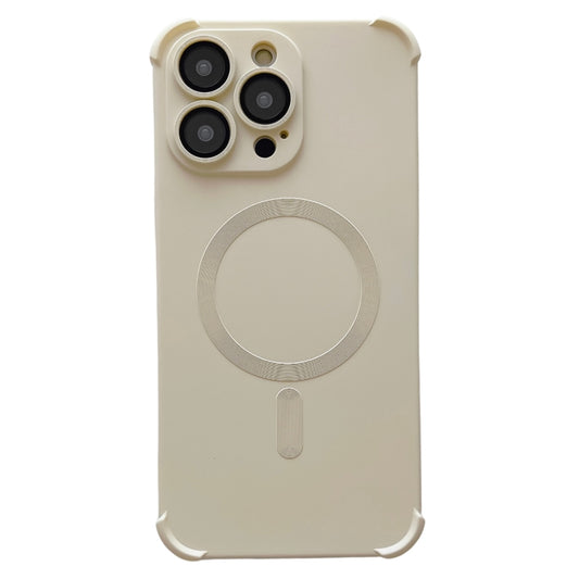 For iPhone 14 Pro Max Four Corner Shockproof Skin Feel MagSafe Magnetic Phone Case(White) - iPhone 14 Pro Max Cases by buy2fix | Online Shopping UK | buy2fix