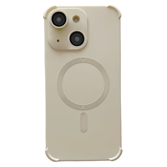 For iPhone 15 Four Corner Shockproof Skin Feel MagSafe Magnetic Phone Case(White) - iPhone 15 Cases by buy2fix | Online Shopping UK | buy2fix