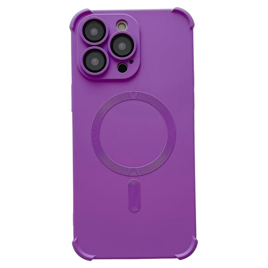 For iPhone 16 Pro Max Four Corner Shockproof Skin Feel MagSafe Magnetic Phone Case(Purple) by buy2fix